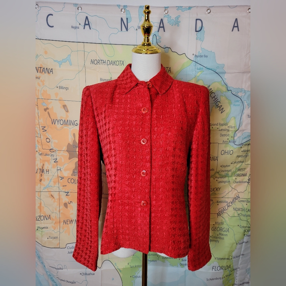 Vintage 1980s Carlisle Red Jacket Size 4. Coat